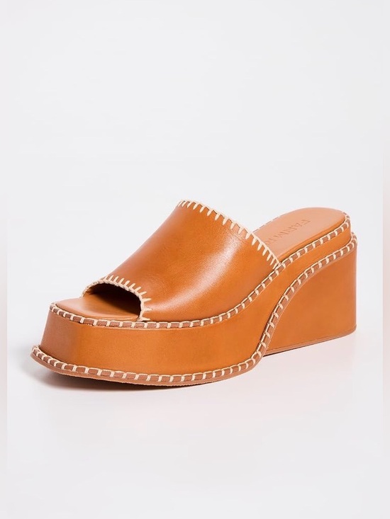 FARM Rio Shoes - Farm Rio Camel Wedge Mule Sandals, NEW, Size 9